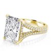 Radiant Cut Split Shank Engagement Ring - 18K Gold Plated Sterling Silver