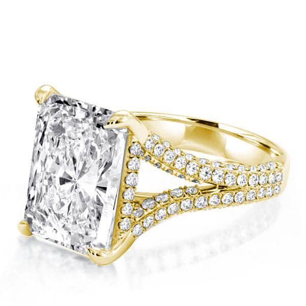 Radiant Cut Split Shank Engagement Ring - 18K Gold Plated Sterling Silver