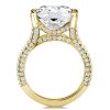 Radiant Cut Split Shank Engagement Ring - 18K Gold Plated Sterling Silver