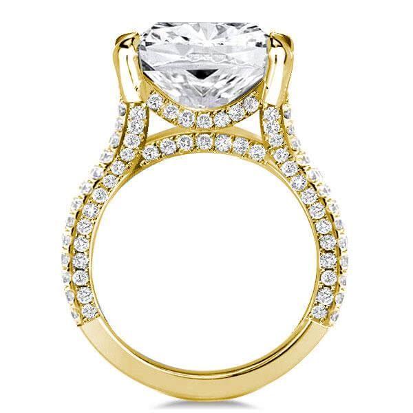 Radiant Cut Split Shank Engagement Ring - 18K Gold Plated Sterling Silver