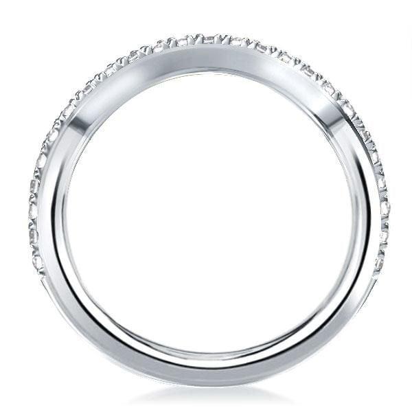 Three-Quarters Design Wave Wedding Band in Rhodium-Plated 925 Sterling Silver (1.00 CT. TW.)
