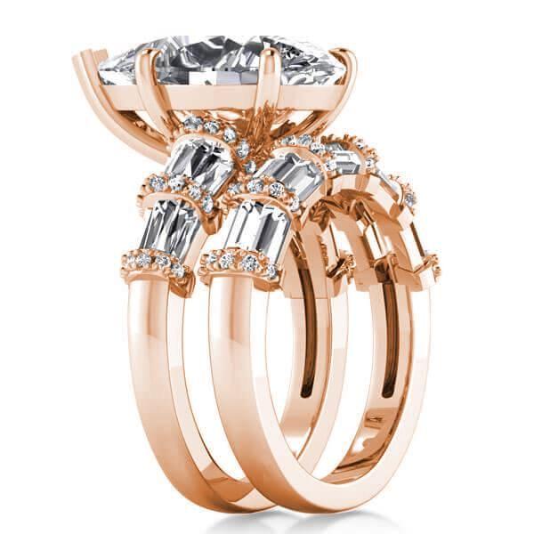 Rose Gold Pear Cut Bridal Set - 9 CT TW Wedding Ring