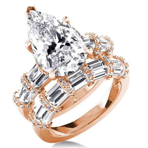 Rose Gold Pear Cut Bridal Set - 9 CT TW Wedding Ring