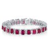 Ruby & White CZ Tennis Bracelet for Women - Sterling Silver