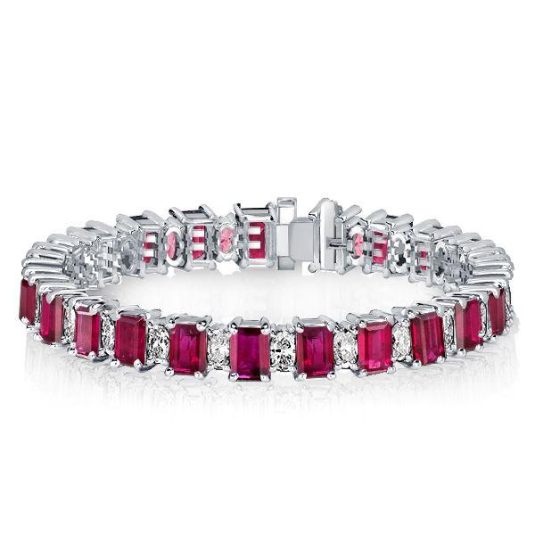 Ruby & White CZ Tennis Bracelet for Women - Sterling Silver
