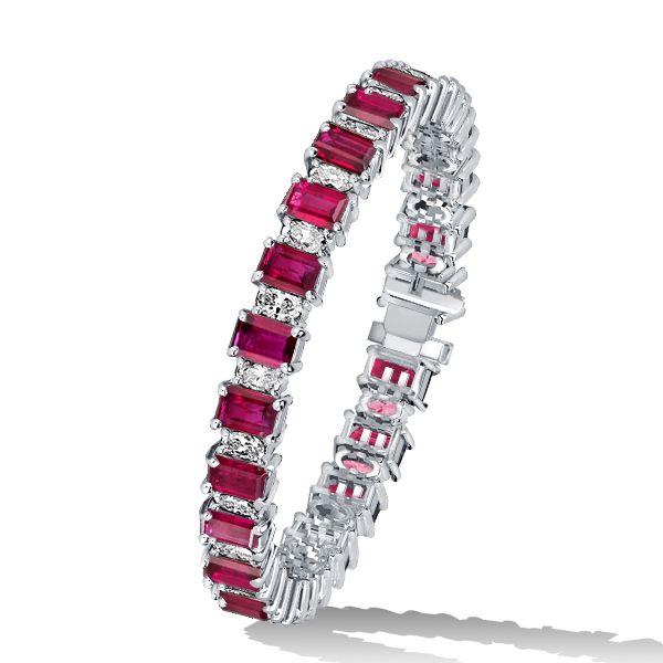 Ruby & White CZ Tennis Bracelet for Women - Sterling Silver