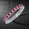 Ruby & White CZ Tennis Bracelet for Women - Sterling Silver