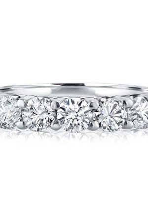Five Stone Half Eternity Wedding Band in Sterling Silver with 0.25 CTW