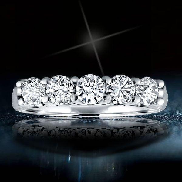 Five Stone Half Eternity Wedding Band in Sterling Silver with 0.25 CTW