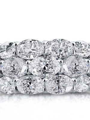 Triple Row Oval Created White Sapphire Eternity Wedding Band in Sterling Silver