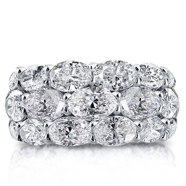 Triple Row Oval Created White Sapphire Eternity Wedding Band in Sterling Silver