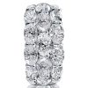 Triple Row Oval Created White Sapphire Eternity Wedding Band in Sterling Silver