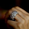 Triple Row Oval Created White Sapphire Eternity Wedding Band in Sterling Silver