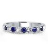 925 Sterling Silver Blue and White Sapphire Band Ring