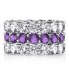 Amethyst Eternity Band Set - 925 Sterling Silver Stackable Rings