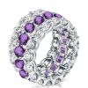 Amethyst Eternity Band Set - 925 Sterling Silver Stackable Rings