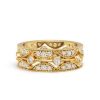 Women's Eternity Band Ring | Round Cut Stones with Golden Bezel Setting | 18K Gold Plated Sterling Silver