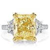 Radiant Yellow Center Stone Engagement Ring in Rhodium-Plated Sterling Silver
