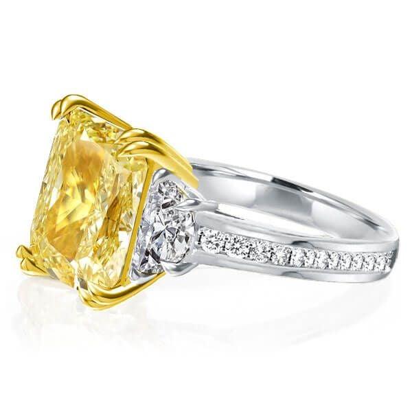 Radiant Yellow Center Stone Engagement Ring in Rhodium-Plated Sterling Silver
