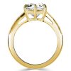 Golden Round Cut White Sapphire & Emerald Accent Engagement Ring in 18K Gold Plated Sterling Silver