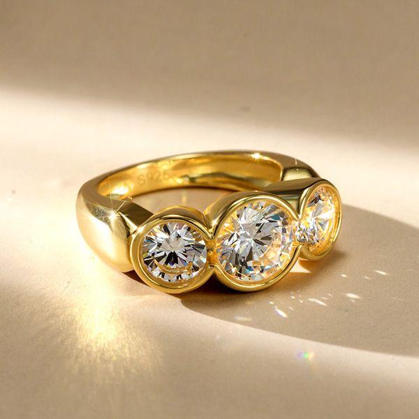 White Gold Plated Sterling Silver 3.35 CTW Three Stone Engagement Ring