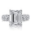 Emerald Cut Created White Sapphire Eternity Ring in Rhodium Plated 925 Sterling Silver