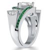 Art Deco Pear Shaped Emerald Green Ring in 925 Sterling Silver