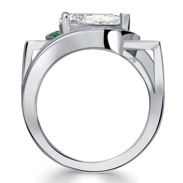 Art Deco Pear Shaped Emerald Green Ring in 925 Sterling Silver