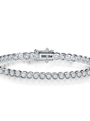 Sterling Silver Round Cut Cubic Zirconia Tennis Bracelet for Women - 6, 7, 8, 9 inches