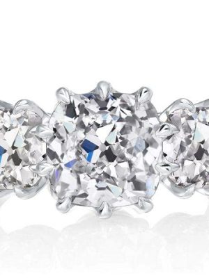 Cushion Cut Three Stone Engagement Ring - 925 Sterling Silver Promise Ring