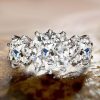 Cushion Cut Three Stone Engagement Ring - 925 Sterling Silver Promise Ring