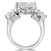 Cushion Cut Three Stone Engagement Ring - 925 Sterling Silver Promise Ring
