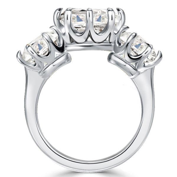 Cushion Cut Three Stone Engagement Ring - 925 Sterling Silver Promise Ring