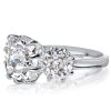 Cushion Cut Three Stone Engagement Ring - 925 Sterling Silver Promise Ring