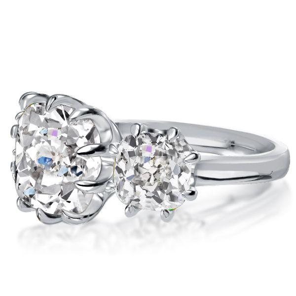 Cushion Cut Three Stone Engagement Ring - 925 Sterling Silver Promise Ring