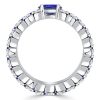 Oval Cut Blue Sapphire Ring in Rhodium Plated 925 Sterling Silver