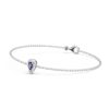 Halo Blue Sapphire Pear Cut Chain Bracelet for Women in Sterling Silver