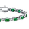 Bezel Setting Cushion Cut Emerald Tennis Bracelet in Rhodium Plated Sterling Silver