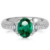 Emerald & Sapphire Oval Cut Wedding Ring - 925 Sterling Silver