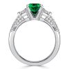 Emerald & Sapphire Oval Cut Wedding Ring - 925 Sterling Silver