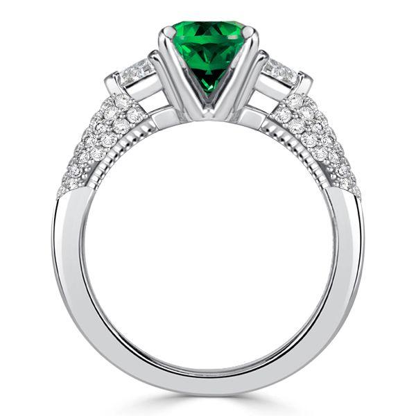 Emerald & Sapphire Oval Cut Wedding Ring - 925 Sterling Silver