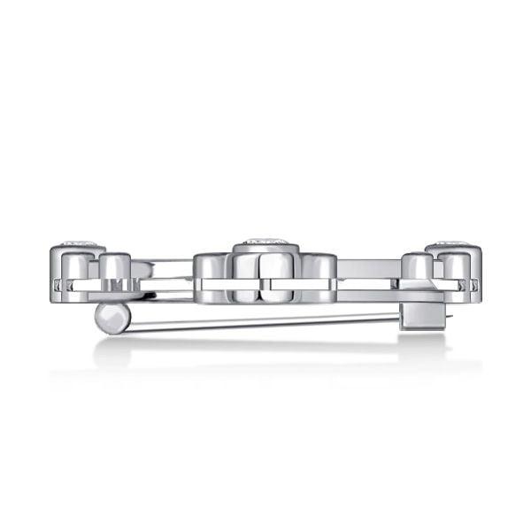 Art Deco Oval Brooch in 925 Sterling Silver with Rhodium Finish