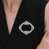 Art Deco Oval Brooch in 925 Sterling Silver with Rhodium Finish