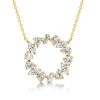 18K Gold Plated Sterling Silver Mixed Shape Circle Pendant Necklace