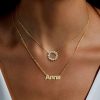 18K Gold Plated Sterling Silver Mixed Shape Circle Pendant Necklace