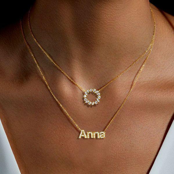 18K Gold Plated Sterling Silver Mixed Shape Circle Pendant Necklace