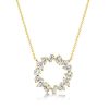 18K Gold Plated Sterling Silver Mixed Shape Circle Pendant Necklace