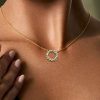 18K Gold Plated Sterling Silver Mixed Shape Circle Pendant Necklace
