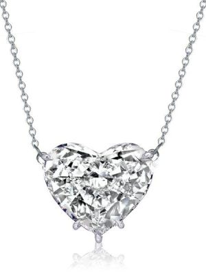 Sterling Silver Heart Pendant Necklace - 4.00 CT. TW, Adjustable Length