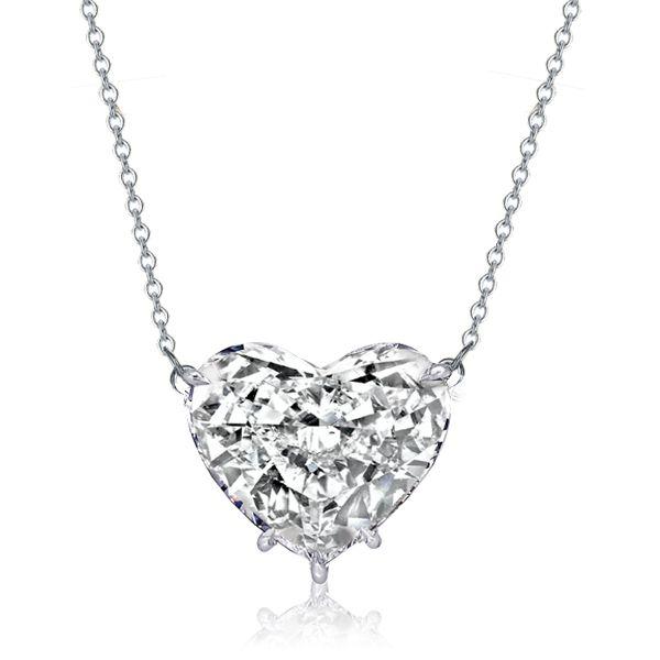 Sterling Silver Heart Pendant Necklace - 4.00 CT. TW, Adjustable Length